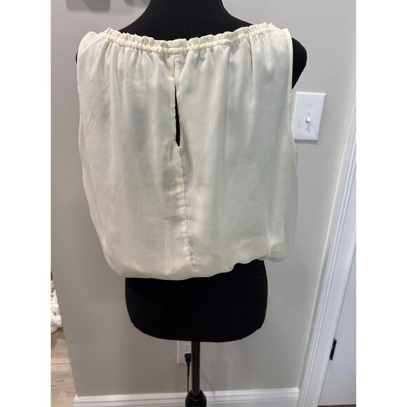 Vintage Y2K Bubble Hem Top Forever 21 Sleeveless Keyhole Back Ivory Size Small - Picture 2 of 10